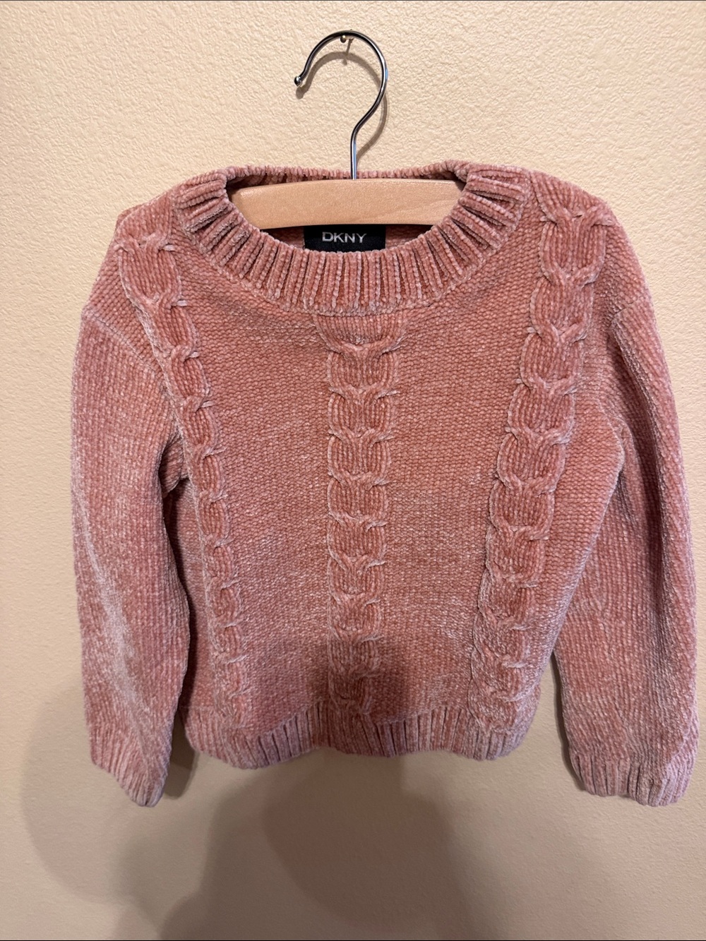 DKNY Rose Cable Chenille Crewneck Sweater